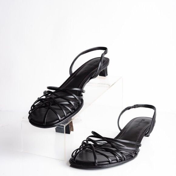 Massimo Dutti Shoes - Massimo Dutti Womens Stappy Heeled Sandals slingbak Brown Leather US 9 EU 40 NWB